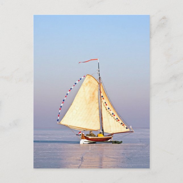Carte Postale Voile sur glace à Pays-Bas (Devant)