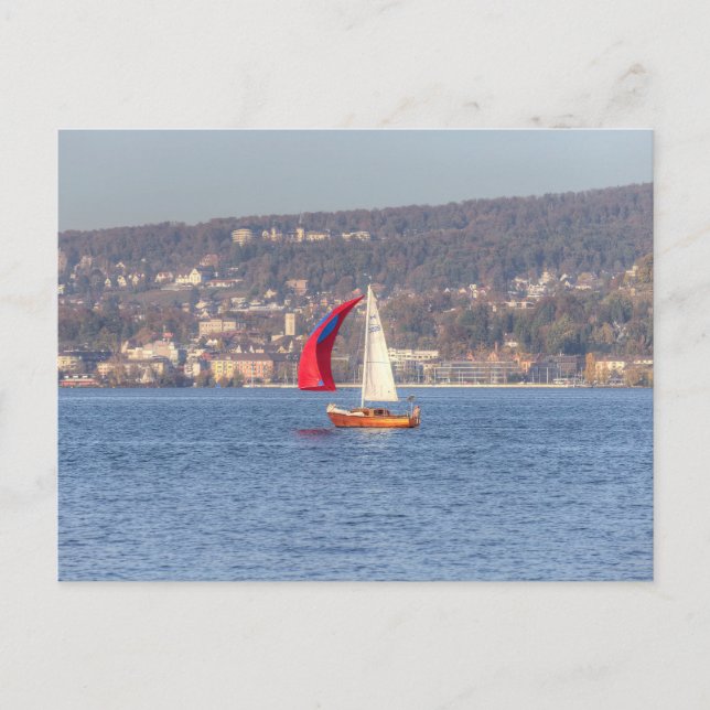 Carte Postale Voile Sur Le Lac De Zurich (Devant)