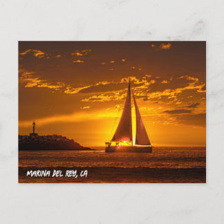 Carte Postale Voilier au coucher du soleil - Marina Del Rey, CA