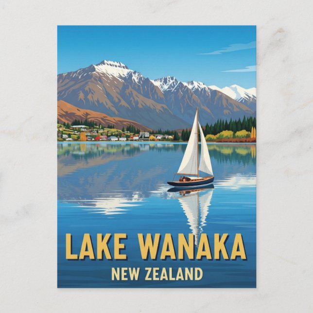 Carte Postale Voilier sur le lac Wanaka en Nouvelle-Zélande (Devant)