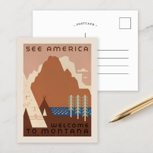 Carte Postale Voir Amérique Bienvenue au Montana   Vintage voyag