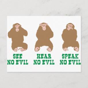 Carte Postale Voir Hear Speed No Evil