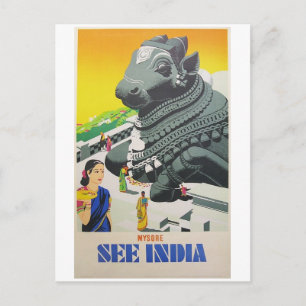 Carte Postale Voir India Postcard from Poster vintage