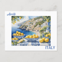 Voir Italie Côte Amalfi bleu tuiles blanches citro