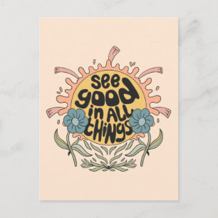 Carte Postale Voir le bon dans toutes les choses Hippie Graphic