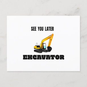 Carte Postale Voir plus tard Excavateur - chantier de constructi