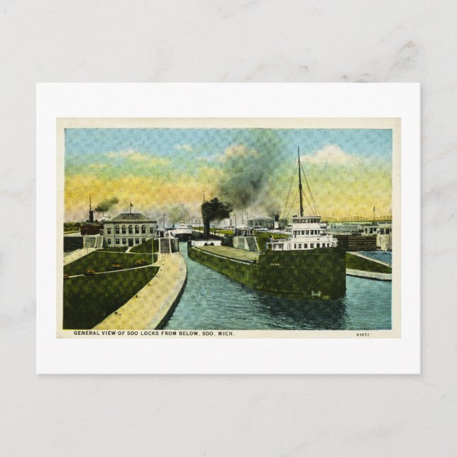 Carte Postale Voir sous le Soo, Soo Locks, Michigan (Devant)