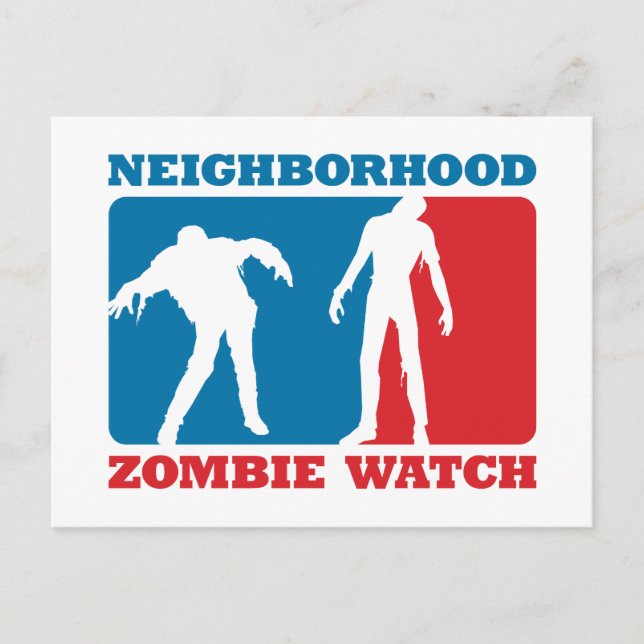 Carte Postale Voisinage Zombie Watch - Rouge et Bleu (Devant)
