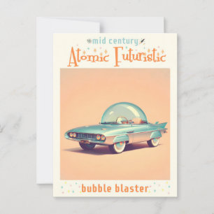 Carte Postale Voiture à bulles futuriste atomique