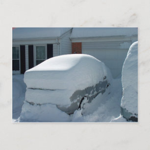 Carte Postale "Voiture à neige" sur le dessus de la voiture. Bli