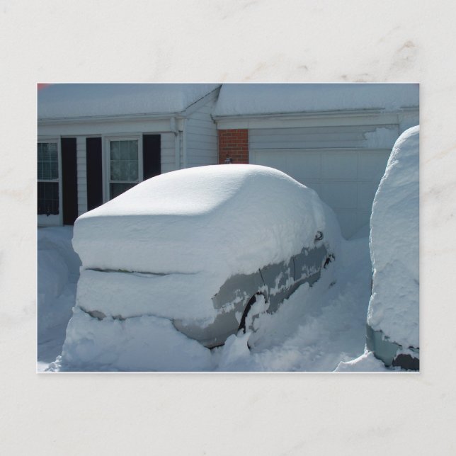 Carte Postale "Voiture à neige" sur le dessus de la voiture. Bli (Devant)