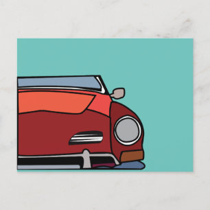 Carte Postale Voiture Ancienne Graphique Rouge 