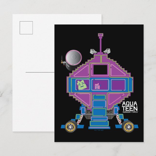 Carte Postale Voiture Aqua Ado Hunger Force Mooninites (Devant / Derrière)