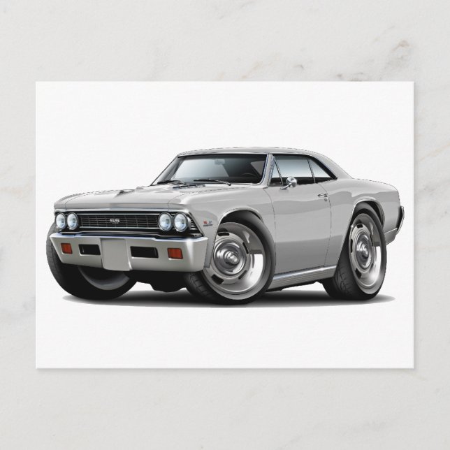 Carte Postale Voiture blanche Chevelle 1966 (Devant)