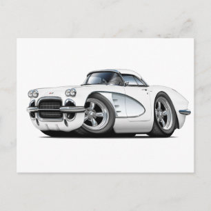 Carte Postale Voiture blanche Corvette 1961