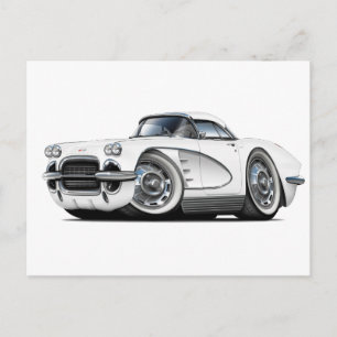 Carte Postale Voiture blanche Corvette 1962