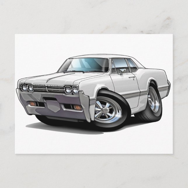 Carte Postale Voiture blanche Cutlass 1966 (Devant)