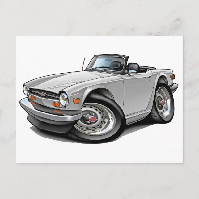 Carte Postale Voiture blanche Triumph TR6 (Devant)