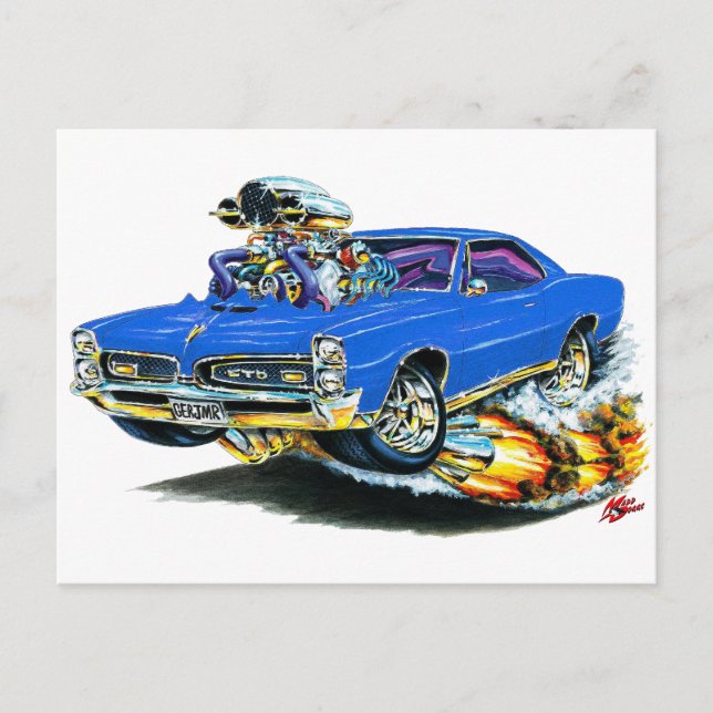 Carte Postale Voiture Bleue GTO 1966-67 (Devant)