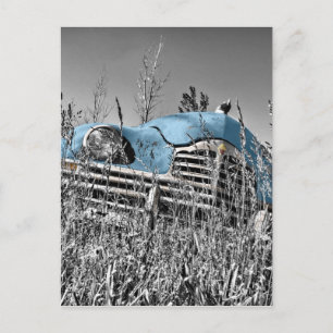 Carte Postale Voiture bleue vintage