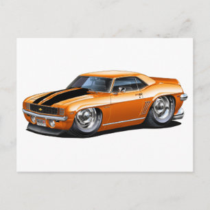 Carte Postale Voiture Camaro Orange-Noir 1969