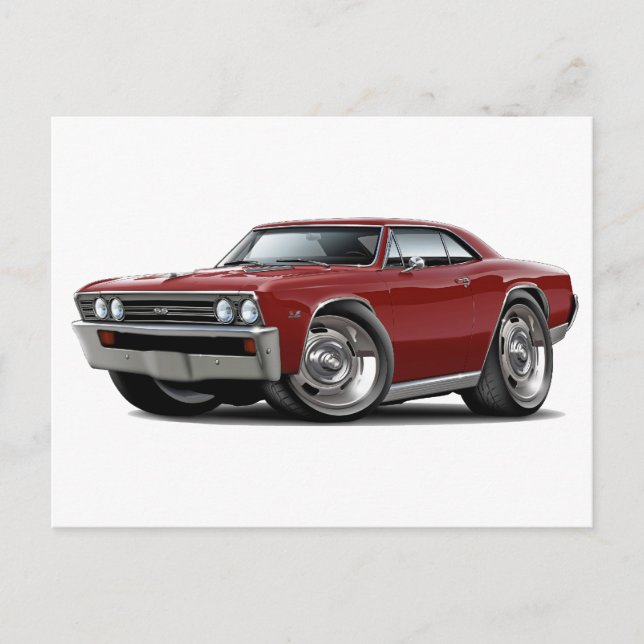 Carte Postale Voiture Chevelle Maroon 1967 (Devant)