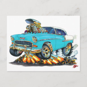 Carte Postale Voiture Chevy Belair Turquoise 1955