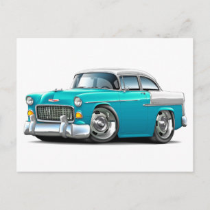 Carte Postale Voiture Chevy Belair Turquoise-White 1955