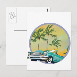 Carte Postale Voiture classique au crépuscule