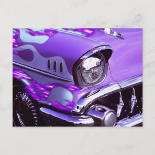 Carte Postale Voiture classique : Chevrolet avec hotte flamboyan