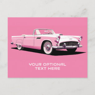 Carte Postale Voiture classique rose texte personnalisé