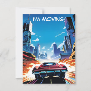 Carte Postale Voiture Comic Book Aller Rapidement Nouvelle Adres