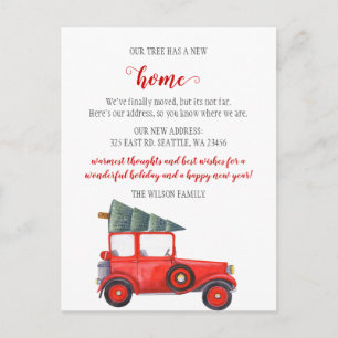 Carte Postale Voiture d'arbre de Noël Nous avons déménagé Holida