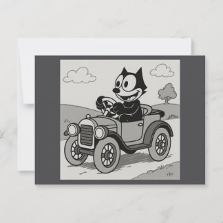 Carte Postale Voiture de chat de dessin