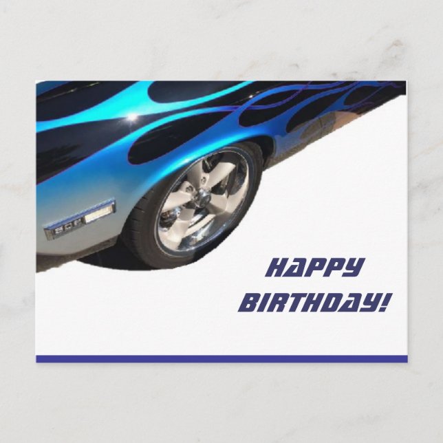 Carte Postale voiture de course d'anniversaire (Devant)