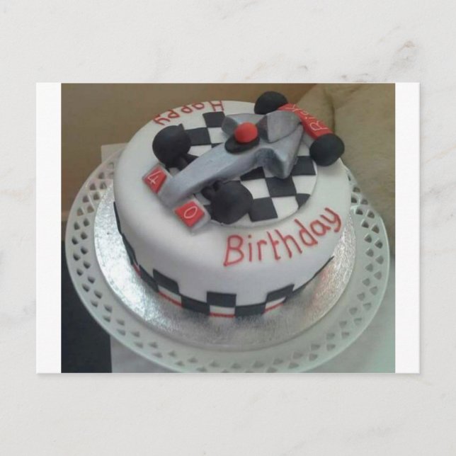 Carte Postale voiture de course d'anniversaire heureuse (Devant)