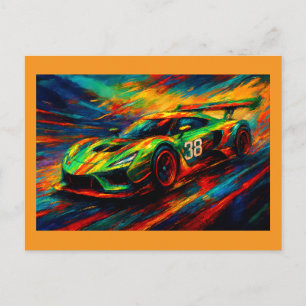 Carte Postale voiture de course hyper stylisée