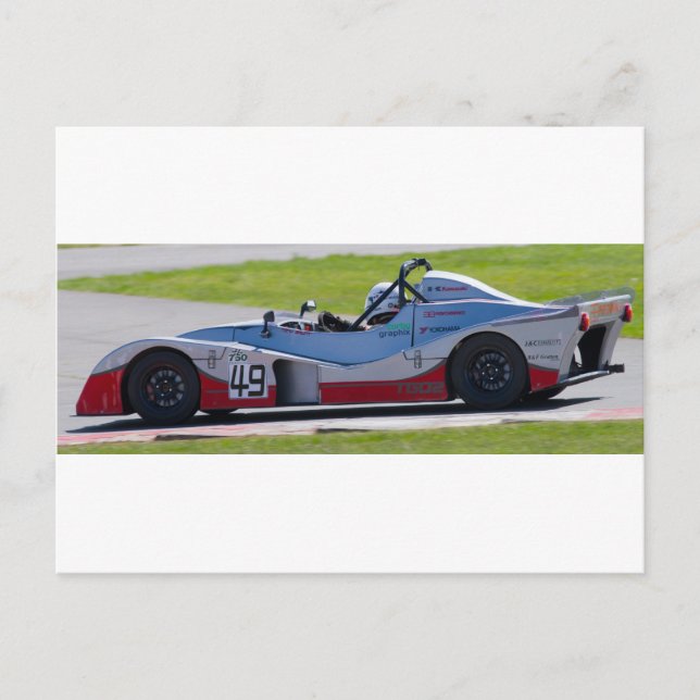 Carte Postale Voiture de course monoplace argentée (Devant)