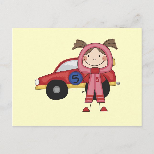 Carte Postale Voiture de course - T-shirts et cadeaux pour fille (Devant)