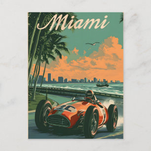 Carte Postale Voiture de course vintage à Miami