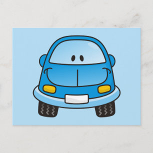 Carte Postale Voiture de dessin animé bleu