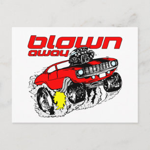 Carte Postale Voiture de muscle de bande dessinée soufflée