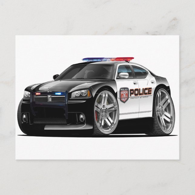 Carte Postale Voiture de police Dodge Chargeur (Devant)