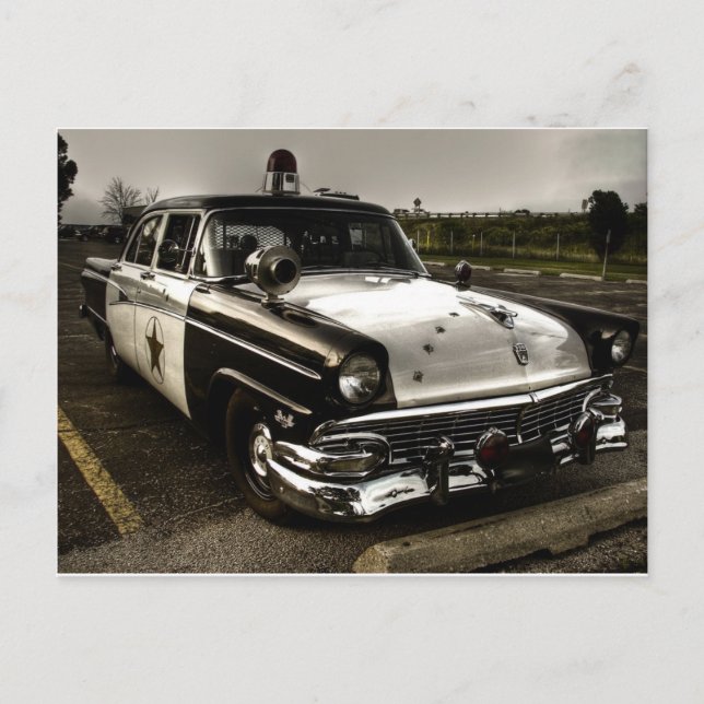Carte Postale Voiture de police vintage (Devant)