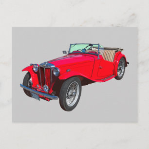 Carte Postale Voiture de sport antique cabriolet MG rouge