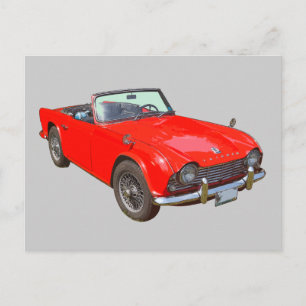 Carte Postale Voiture de sport décapotable Triumph Tr4 Rouge Tri