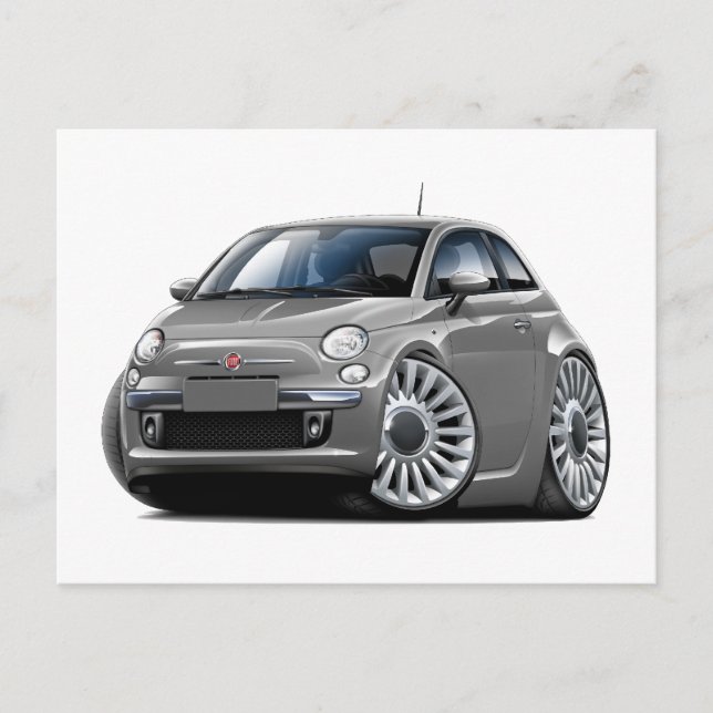 Carte Postale Voiture Fiat 500 Grey (Devant)