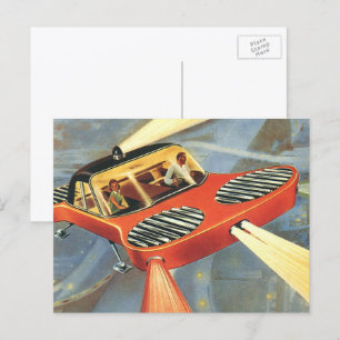 Carte Postale Voiture futuriste de science-fiction vintage