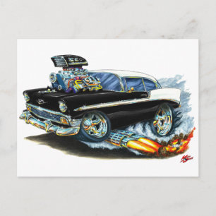 Carte Postale Voiture noire Chevy 150-210 1956