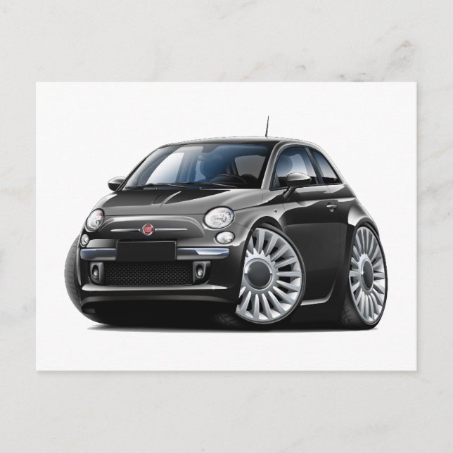 Carte Postale Voiture noire Fiat 500 (Devant)